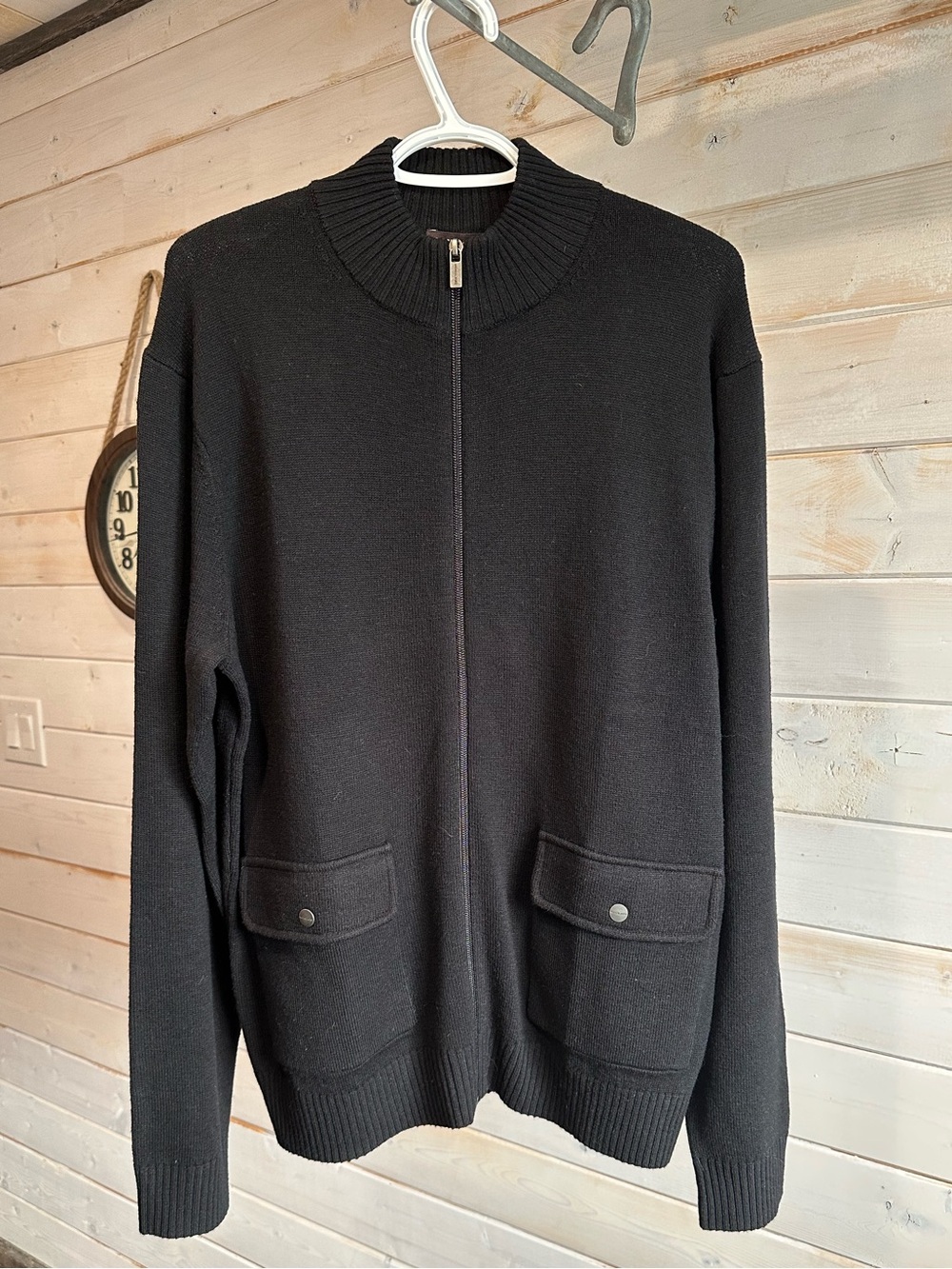 Michael Kors | Black 100% Merino Wool Full Zip Sweater